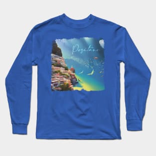 Positano Surrealistic Painting Long Sleeve T-Shirt